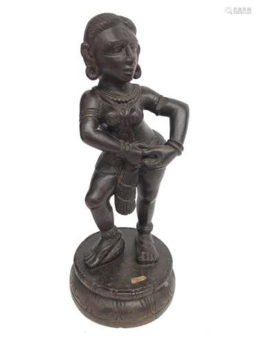 A Burmese carved wood figure of a dancer, 19th century, height 42cm.