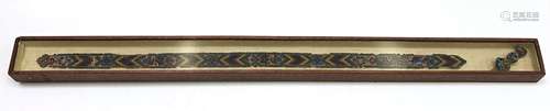 A Chinese beadwork belt, 19th century, framed and glazed, length 63cm.