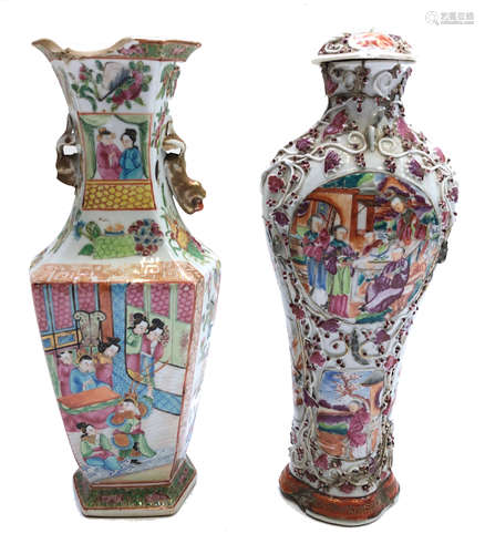 A Chinese mandarin vase and cover, late 18th century, height 31.