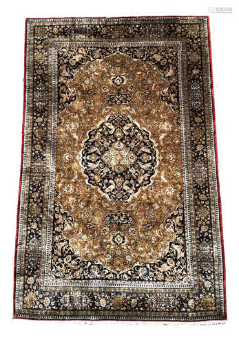 A Ghom silk rug, Cenrtral Persia,