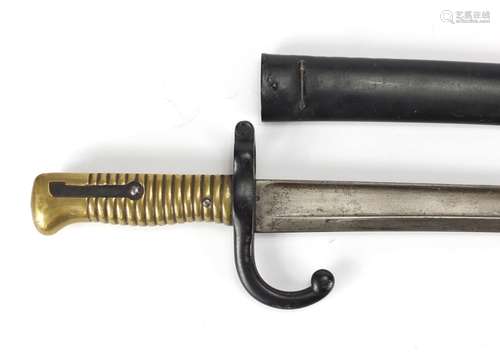 French long bayonet with scabbard, both numbered 41314, 72cm in length : For Further Condition