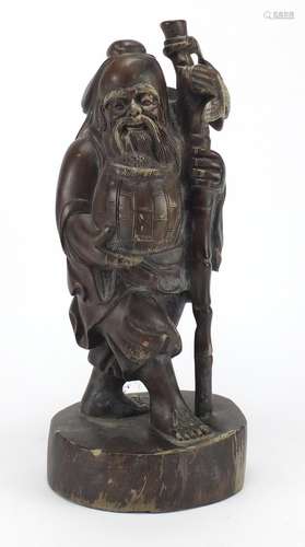 Chinese root carving of a fisherman, 41cm high : For Further Condition Reports and Live Bidding