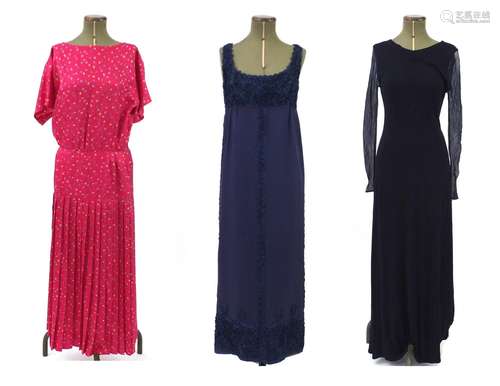 Three Ladies maxi dresses comprising a Bellville Sassoon, Jean Varon and Jean Muir, all sizes 12 :