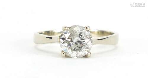 18ct white gold diamond solitaire ring (approximately 1.00ct), size G, approximate weight 1.8g : For