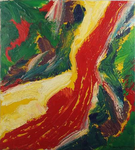 Abstract composition, oil on canvas, bearing an indistinct signature, 68cm x 60.5cm : For Further