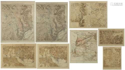 Eight 19th century Franco-German War trench maps by F Dangerfield of London including Action at