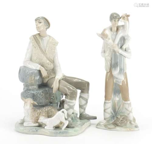 Two Lladro Shepherd figures, the largest 27cm high : For Further Condition Reports and Live