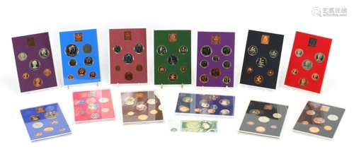 Thirteen 1970's and 1980's coinage of Great Britain and Northern Ireland proof coin sets with