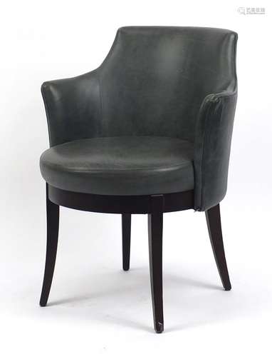 Contemporary Morgan slate leather chair on out swept tapering legs, 81cm high ( option) : For