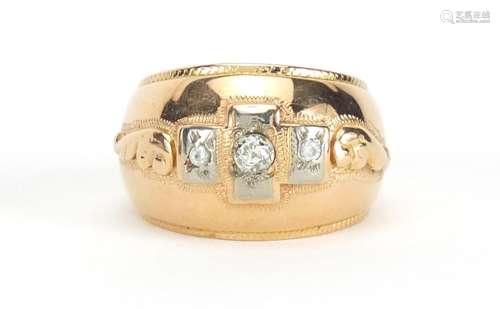 14ct rose gold diamond and white sapphire ring, size W, approximate weight 13.5g : For Further