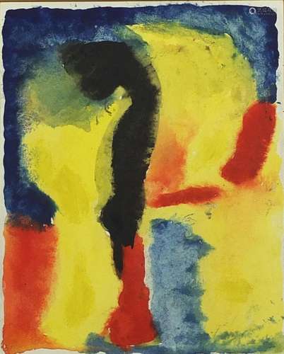 Follower of Georgra O'Keeffe - Abstract composition, watercolour, inscribed verso, mounted and