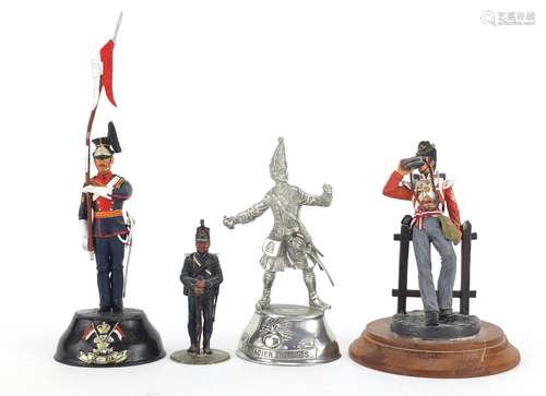 Four Military figures including Charles Stadden and hand painted examples, the largest 15.5cm high :