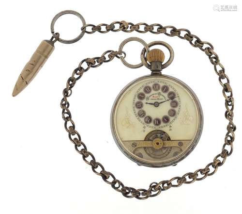 Gentleman's silver Hebdomas eight day pocket watch with enamel dial, the movement marked Spiral