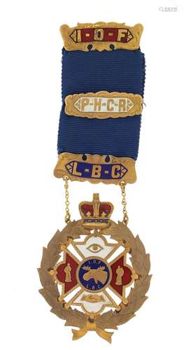 10ct gold and enamel Masonic Independent Order of the Foresters jewel, approximate weight 24.5g :