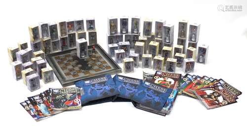 D C Comics Chess Collection comprising figures, board and magazines, the board 52.5cm x 52.5cm : For