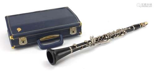 Ebonised Boosey & Hawkes three piece clarinet, numbered 551660, with fitted box : For Further