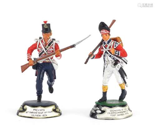 Two hand painted pewter Military figures by Charles Stadden, Private 41st Welch Regt of Foot