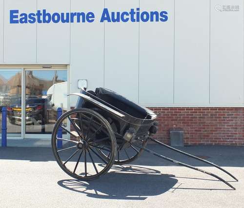 Horse drawn cart with two carriage lanterns, 135cm High, 170cm wide, 315cm long, including poles.