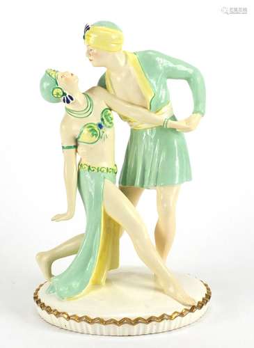 Royal Dux figure group of two dancers, factory marks to the base, 34cm high : For Further