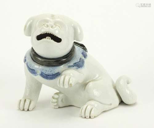 Chinese porcelain model of a seated dog, 13cm high : For Further Condition Reports Please Visit