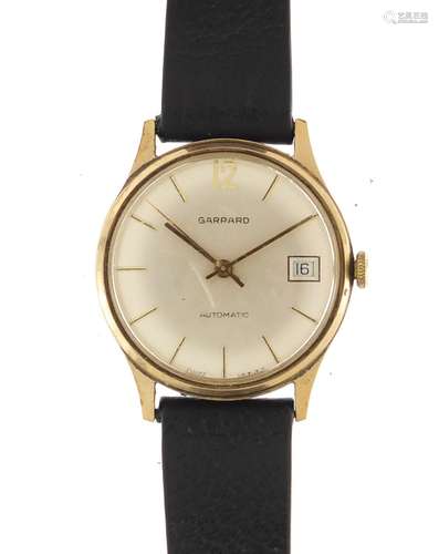 Gentleman's 9ct gold Garrard automatic wristwatch with date dial, 3.3cm in diameter : For Further