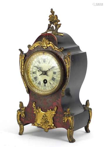 19th century French boulle clock with enamel dial, the movement with impressed marks and numbered