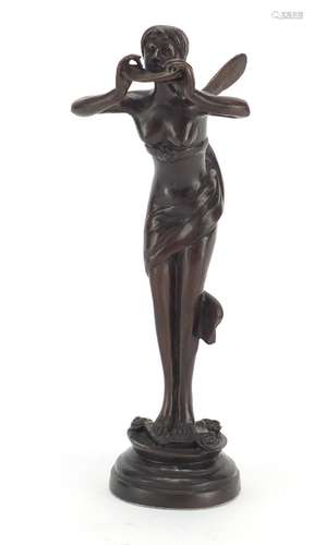 Art Nouveau style patinated bronze model of a fairy, 31.5cm high : For Further Condition Reports and