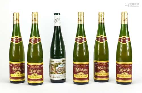 Six bottles of white wine including five bottles of 2006 Pfaffenheim Pinot Blanc Alsace : For