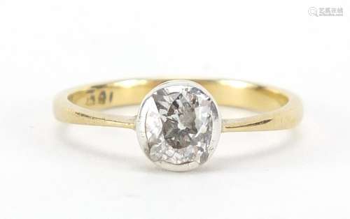 18ct gold diamond solitaire ring, size I, approximate weight 1.7g : For Further Condition Reports