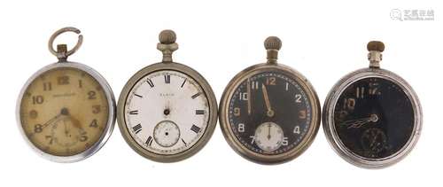 Four Military interest pocket watches including a Jaeger-LeCoultre, each with engraved markings to