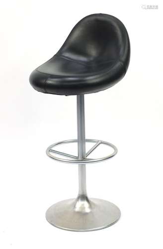 Venus black leather and chrome bar stool designed by Borje Johanson, 104cm high : For Further