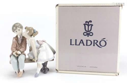 Lladro tenth anniversary figure group with box, numbered 7635, 19cm high : For Further Condition