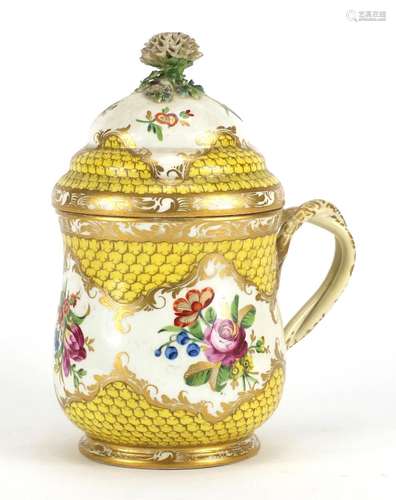 19th century Vienna porcelain cup and cover, made for the Ottoman Markets Sahleplik, hand painted