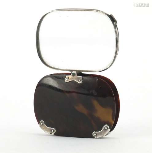 Victorian tortoiseshell and silver mounted magnifying glass, 7cm wide (when closed) : For Further