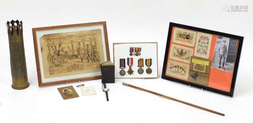 British Military First World War medal group relating to W J Capon comprising a trio, awarded to