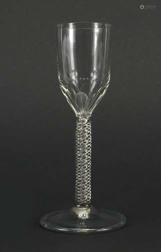 George III wine glass with air twist stem, 17.5cm high : For Further Condition Reports Please