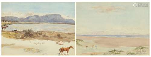 A G Taylor - From Muizenberg Vlei and Hottentot's Halland, pair of signed watercolours, mounted