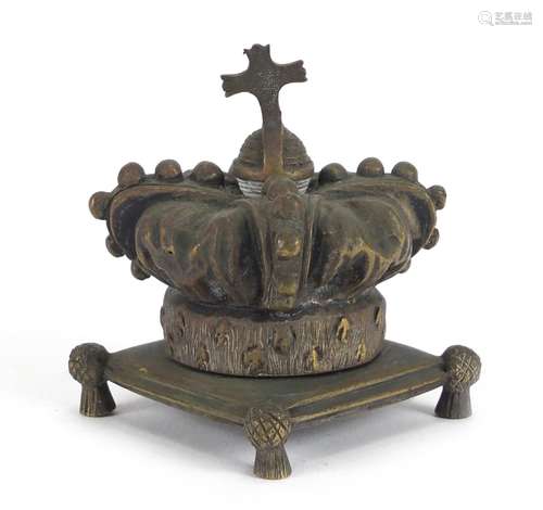 Silver plated desk paperweight in the form of a crown commemorating Barker's Coach Makers 1710-1910,