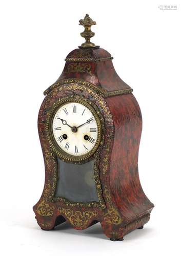 19th century French boulle clock with enamel dial and Roman numerals, the movement numbered 48