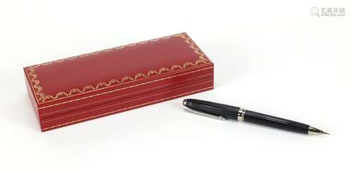 Cartier propelling pencil, with fitted case, certificate and refills, serial number 001374 : For