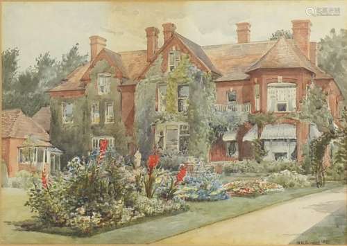 William Ralph Burrows 1899 - The Red House, watercolour, inscribed verso, mounted and framed, 34cm x