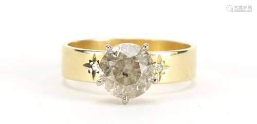 18ct gold diamond solitaire ring (over 2ct), size O, approximate weight 4.8g : For Further Condition