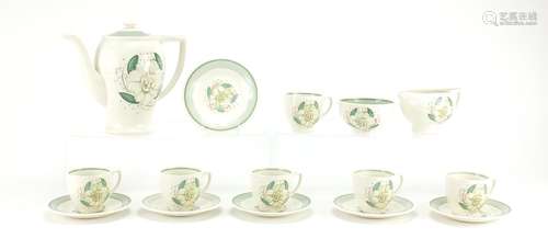 Susie Cooper Rex shape coffee set decorated in the Gardenia pattern : For Further Condition