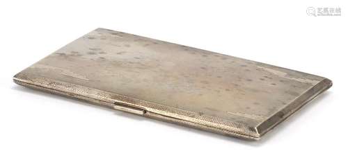 Art Deco style rectangular silver cigarette case with engine turned decoration, by Walker & Hall,