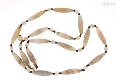 Islamic agate bead necklace, 66cm in length, approximate weight 45.5g : For Further Condition