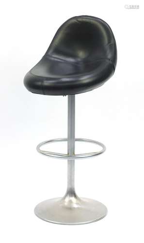 Venus black leather and chrome bar stool designed by Borje Johanson, 104cm high : For Further