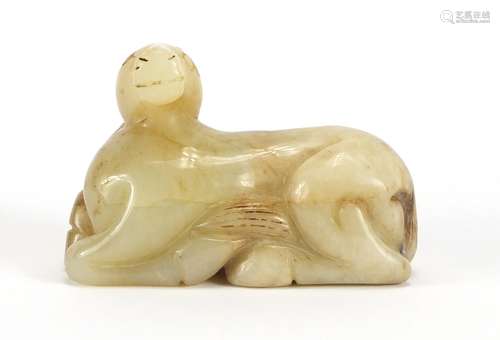 Chinese pale green and russet jade carving of a horse, 8cm in length : For Further Condition Reports