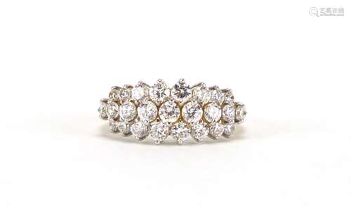 9ct gold cubic zirconia cluster ring, size L, approximate weight 2.7g : For Further Condition