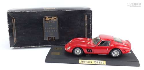 Revell 64 Ferrari 250 GTO die cast vehicle on wooden plinth base, scale 1:12 with box, 36cm in