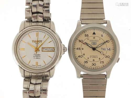 Two gentleman's automatic wristwatches comprising Seiko 5 and Tissot Seastar : For Further Condition